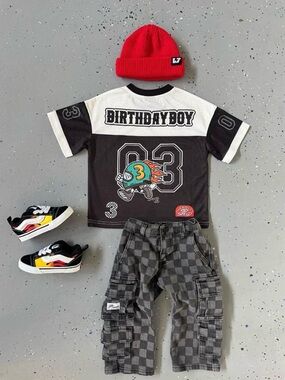 Birthday Boy Black & White Graphic Tee for Kids